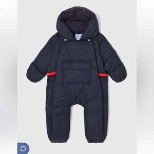 Jacadi Navy Blue Kids Snowsuit with Red Accents - Pristine Condition